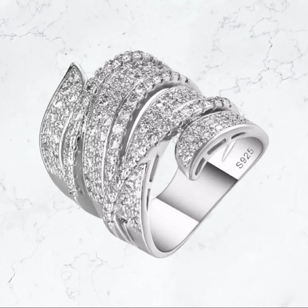 .925 Sterling Silver Multi-Layer Ring - Picture 3 of 8